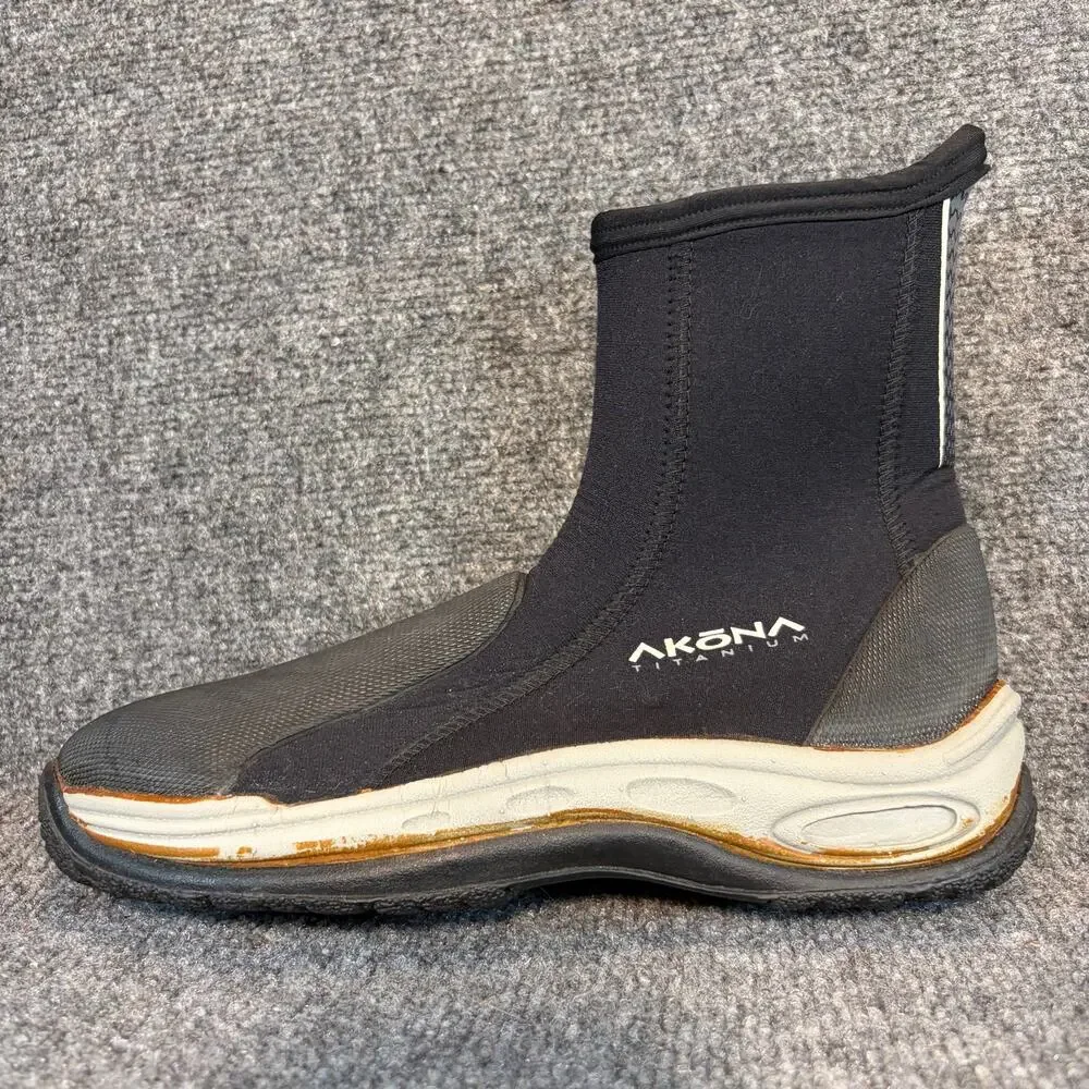 Akona Titanium Neoprene Dive Boots Men 10 Zipper Water Sports Scuba Snorkel Shoe